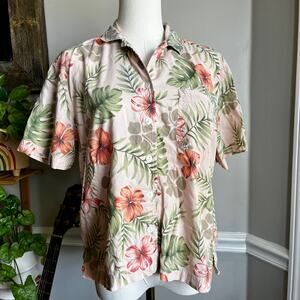 Vintage 90s Hibiscus Hawaiian Shirt Size Large